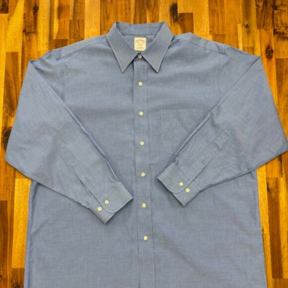 Brooks Brothers Mens Button Down Long Sleeve Dress Shirt Blue 16 1/2 -2/3 - Picture 1 of 7